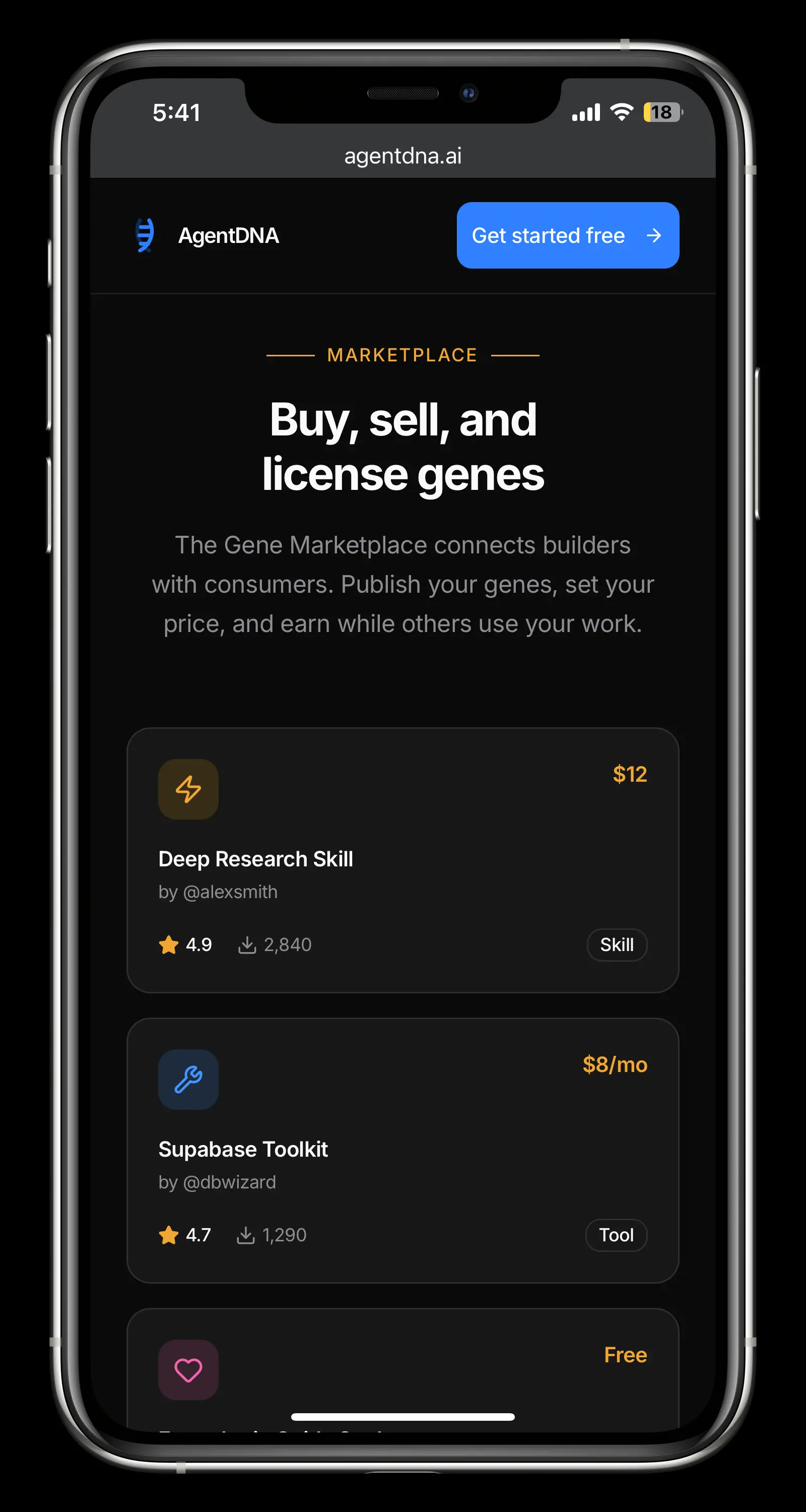 AgentDNA platform overview showing the connection between build, manage, and secure components.
