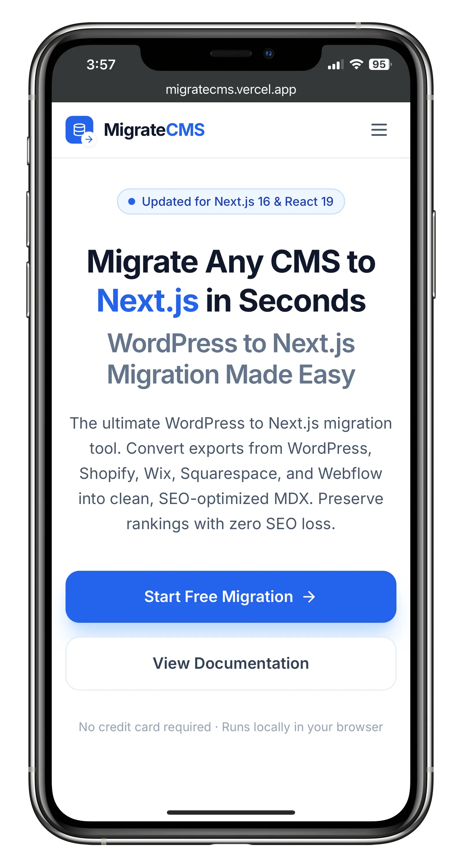 MigrateCMS Tool interface for content conversion