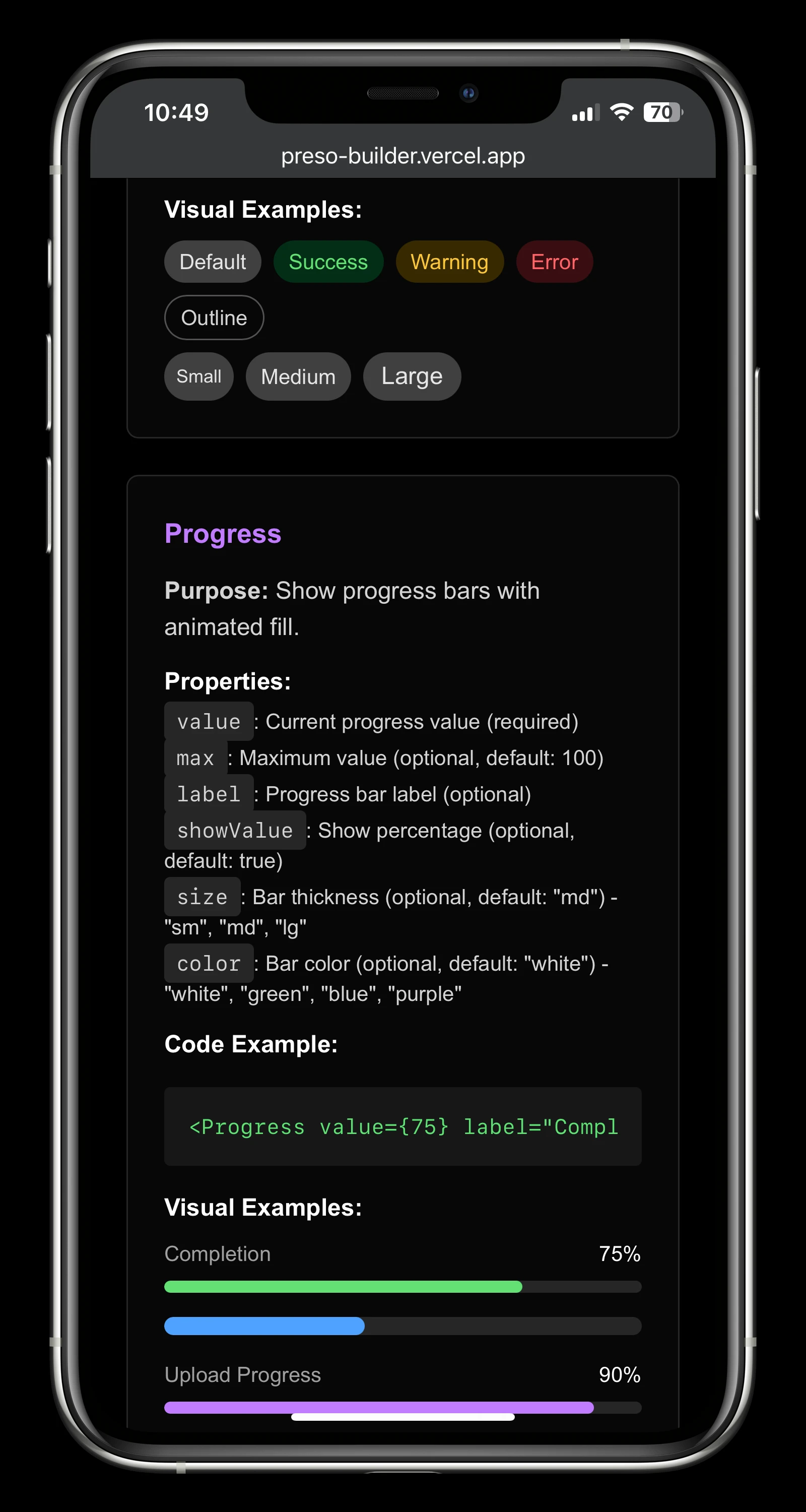 Terminal-style code demo slide