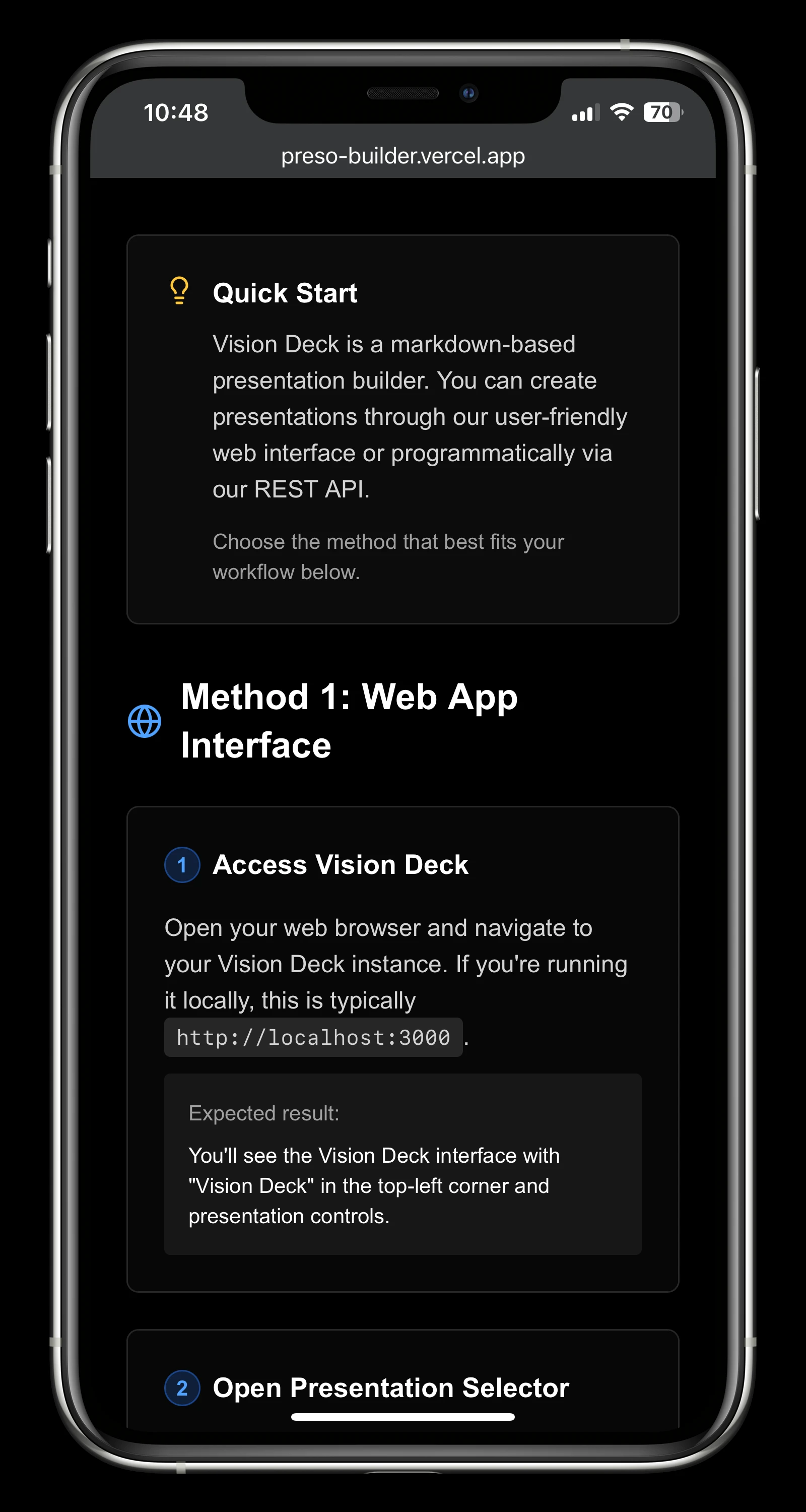 Terminal-style code demo slide